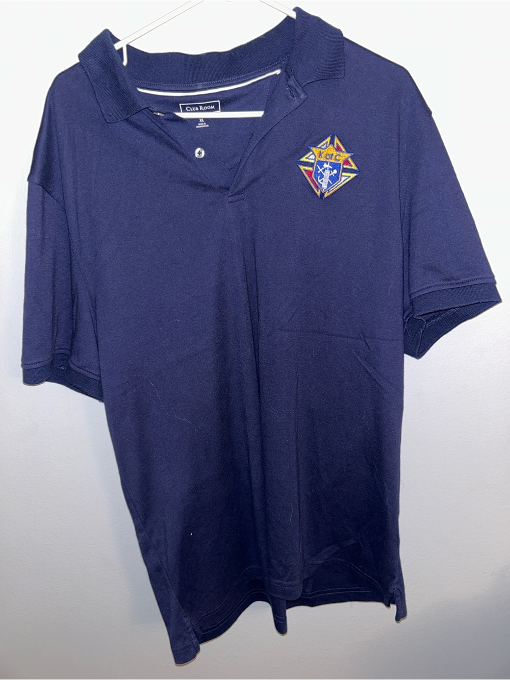 Club Room Navy Short-Sleeve Polo with Embroidered Crest